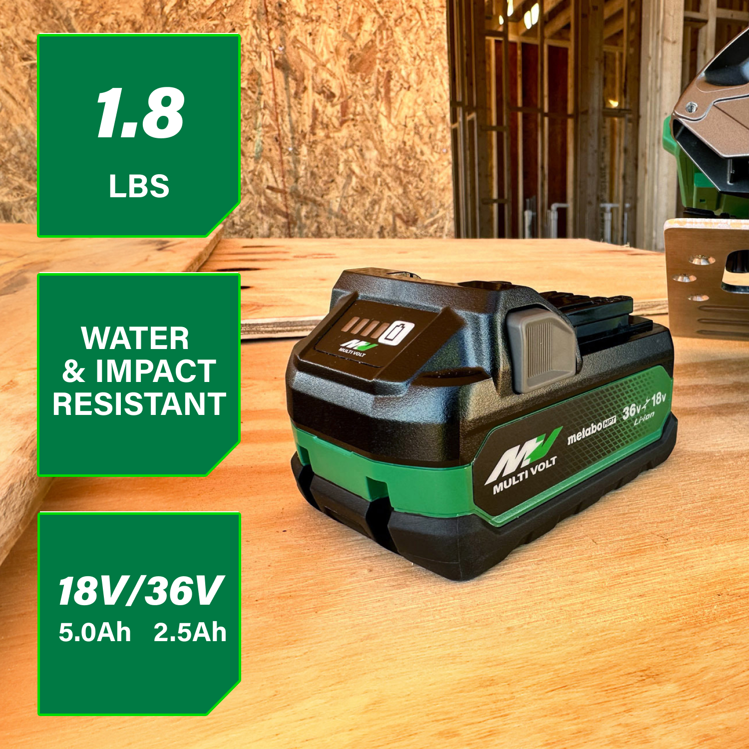 18V/36V (5.0Ah/2.5Ah) MultiVolt™ Lithium Ion Water & Impact