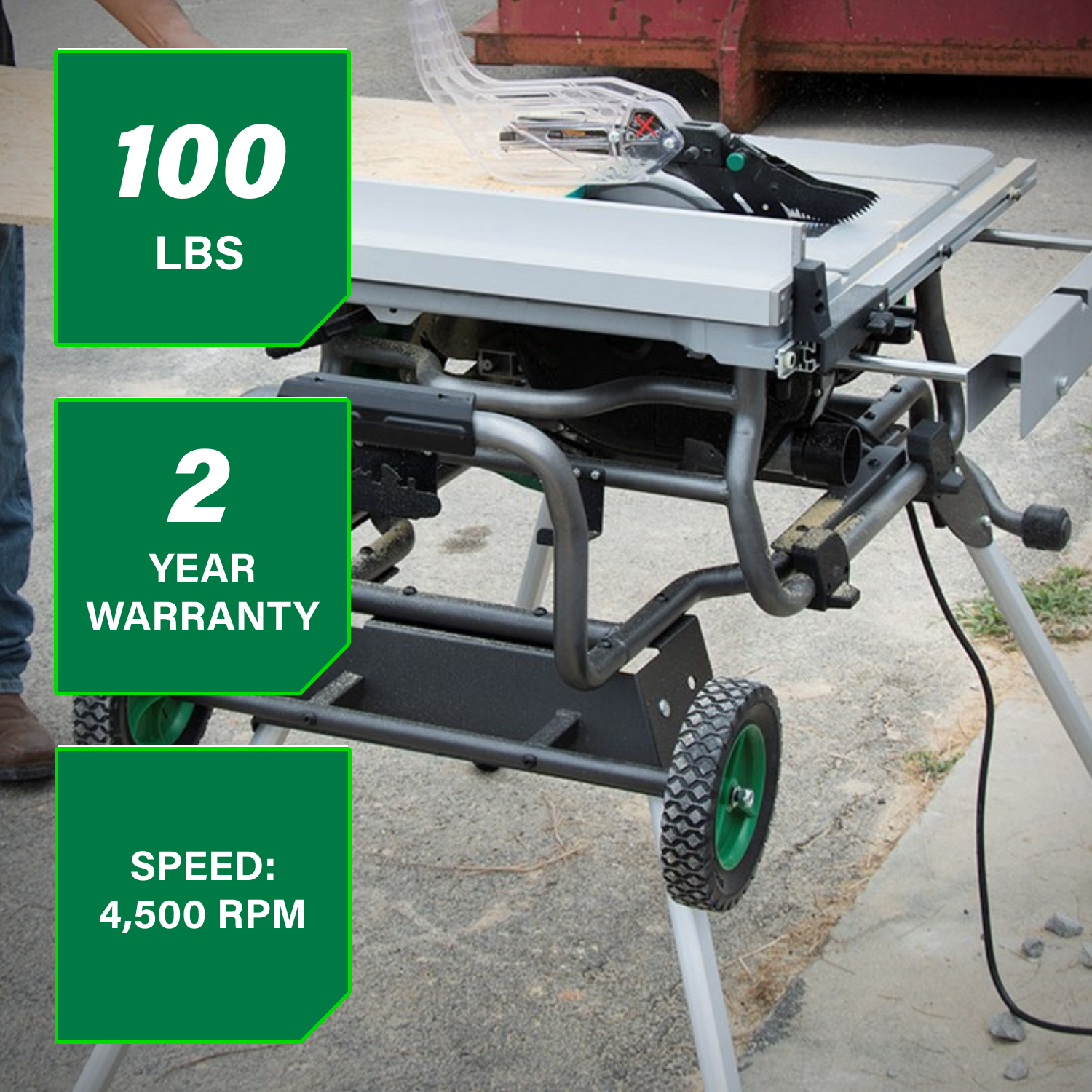 10 Inch Table Saw with Fold and Roll Stand | Metabo HPT C10RJS