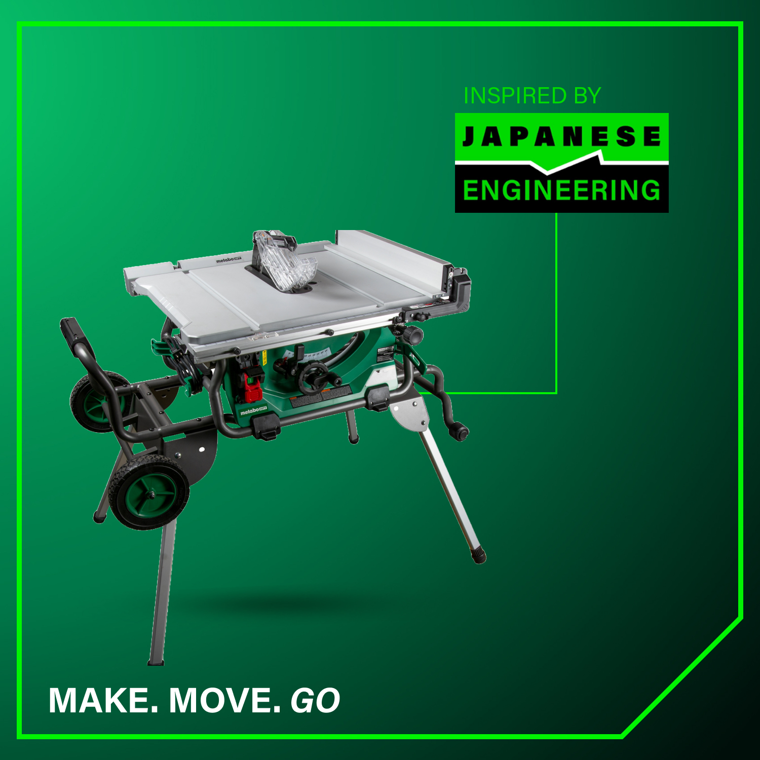 10 Inch Table Saw with Fold and Roll Stand | Metabo HPT C10RJS