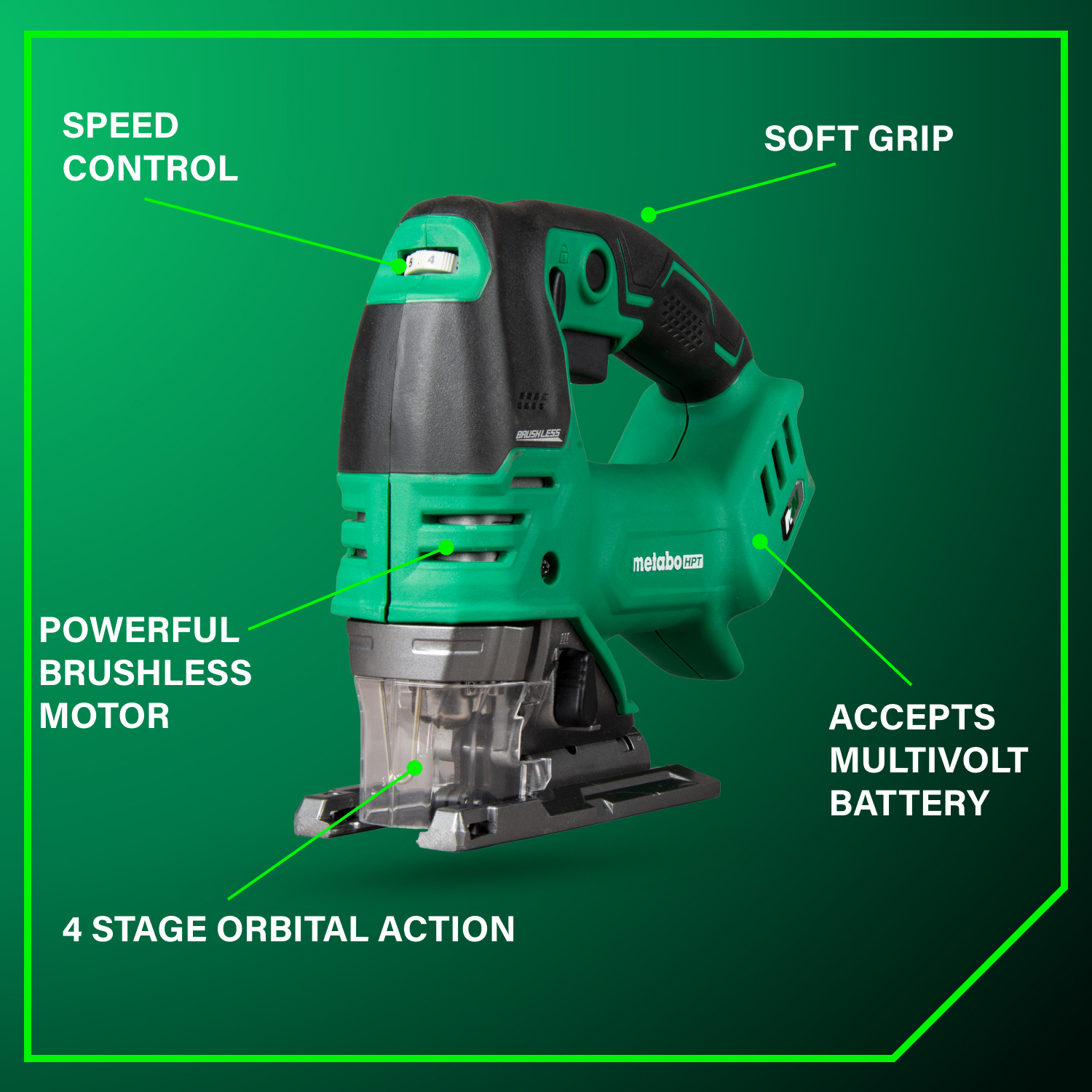 36V MultiVolt Cordless Brushless Orbital Jig Saw | Metabo HPT CJ36DAQ4
