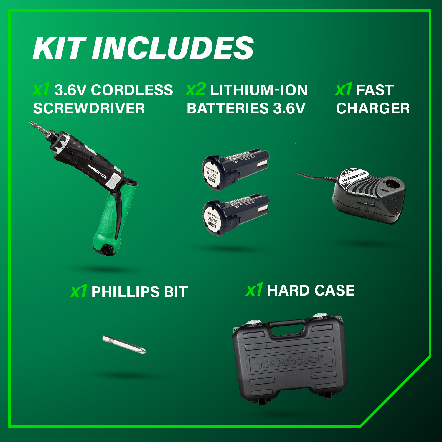 3.6V Lithium Ion Screwdriver 1.5Ah | Metabo HPT DB3DL2