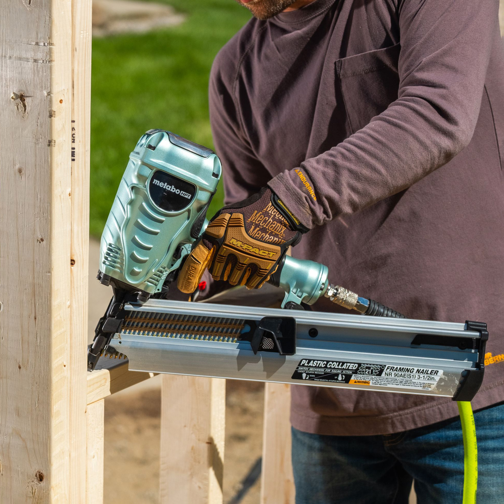 21 Degree Plastic Collated 3 1 2 Inch Framing Nailer Metabo HPT NR90AES1