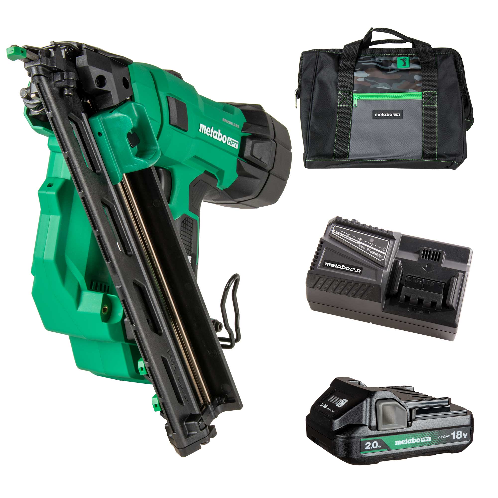 IQ78/U 15ポンド 18V MultiVolt™ Brushless Pro 15-GA Angled Finish Nailer (1x2.0Ah