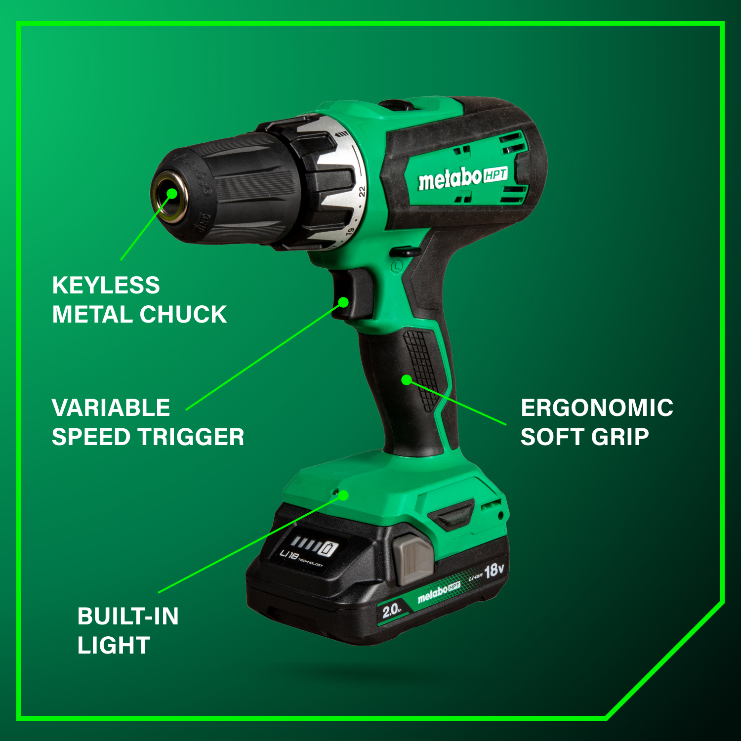 18V Cordless Drill Driver Kit | Metabo HPT DS18DFX