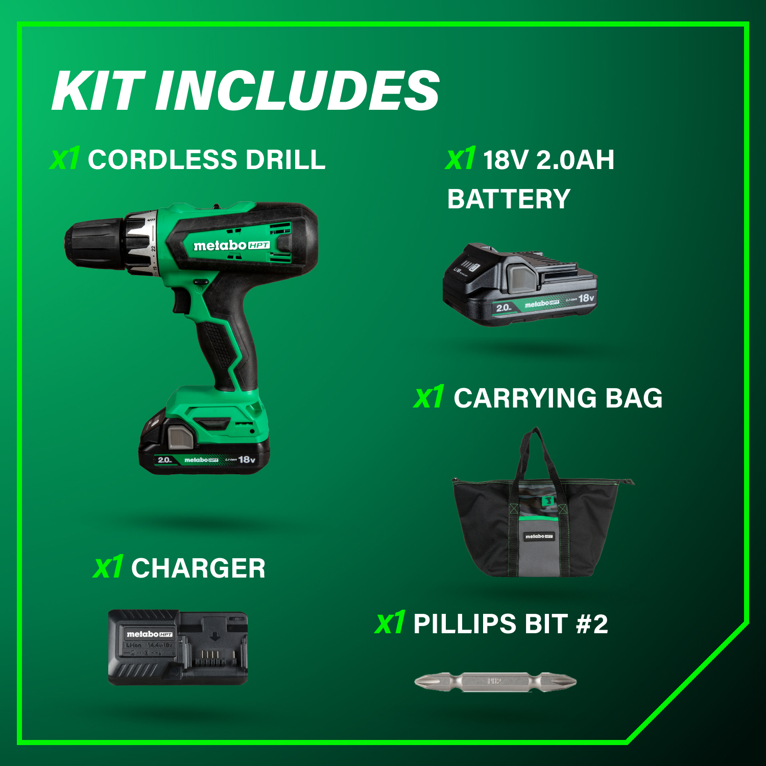 18V Cordless Drill Driver Kit | Metabo HPT DS18DFX
