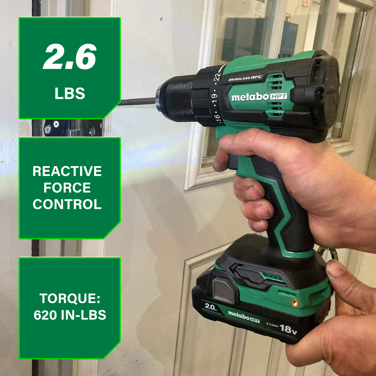 Metabo HPT 18V MultiVolt Cordless Drill/Driver Kit | Brushless Motor | 1/2-Inch Keyless Metal Chuck | Lifetime Tool 　 | DS18DBFL2E
