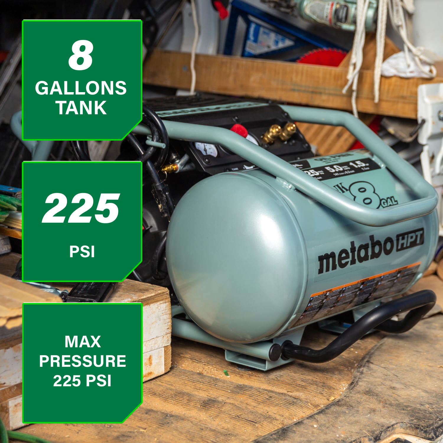 The TANK 8-Gal Trolley Air Compressor | Metabo HPT EC1315S