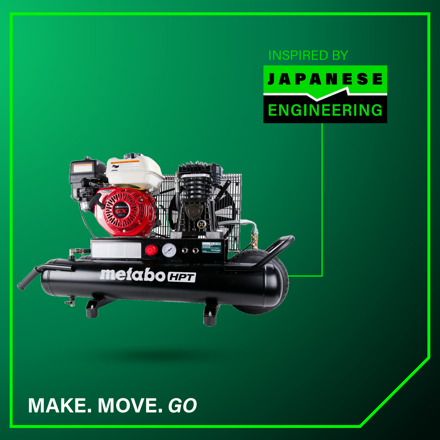 8 Gallon Gas Powered Wheeled Air Compressor | Metabo HPT EC2510E