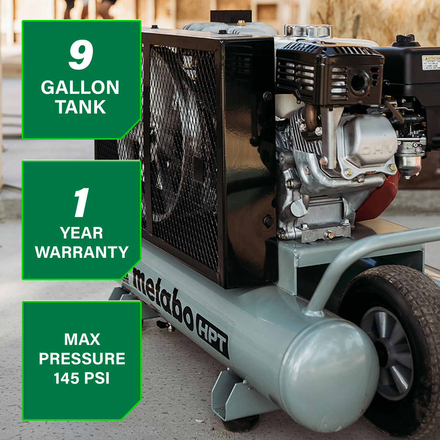 The Tank XL 9-Gallon Gas Wheelbarrow Compressor | Metabo HPT EC2610EA