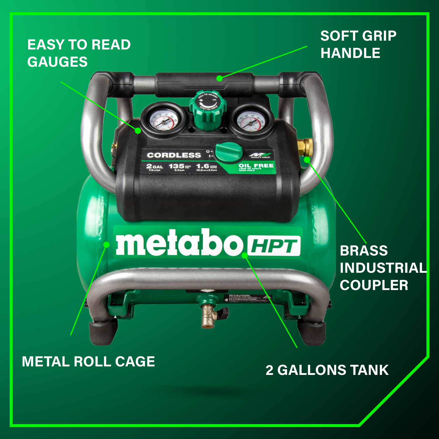 36V MultiVolt 2 Gallon Cordless Air Compressor (Tool Body Only