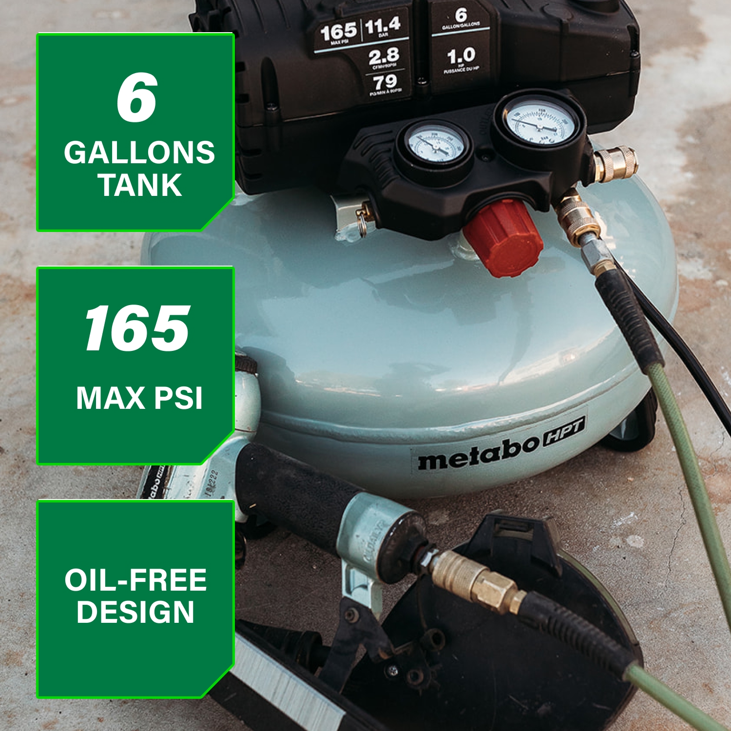 6-Gallon 165PSI Pancake Compressor | Metabo HPT EC711S