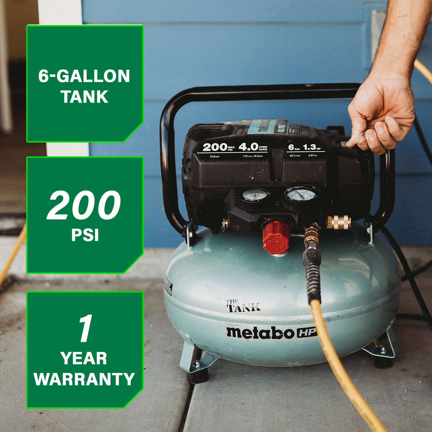 THE TANK™ 6-Gallon High Capacity Pancake Air Compressor | Metabo