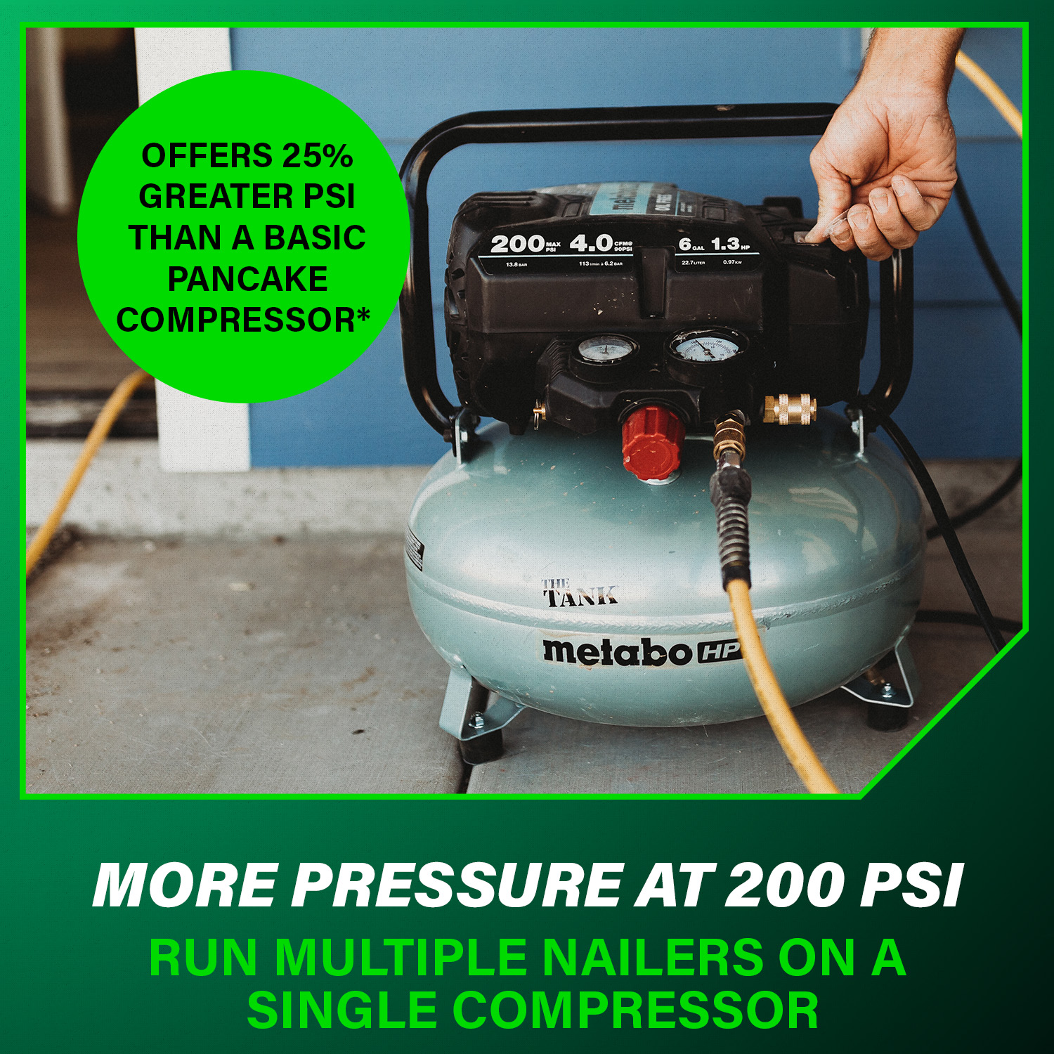 THE TANK™ 6-Gallon High Capacity Pancake Air Compressor | Metabo