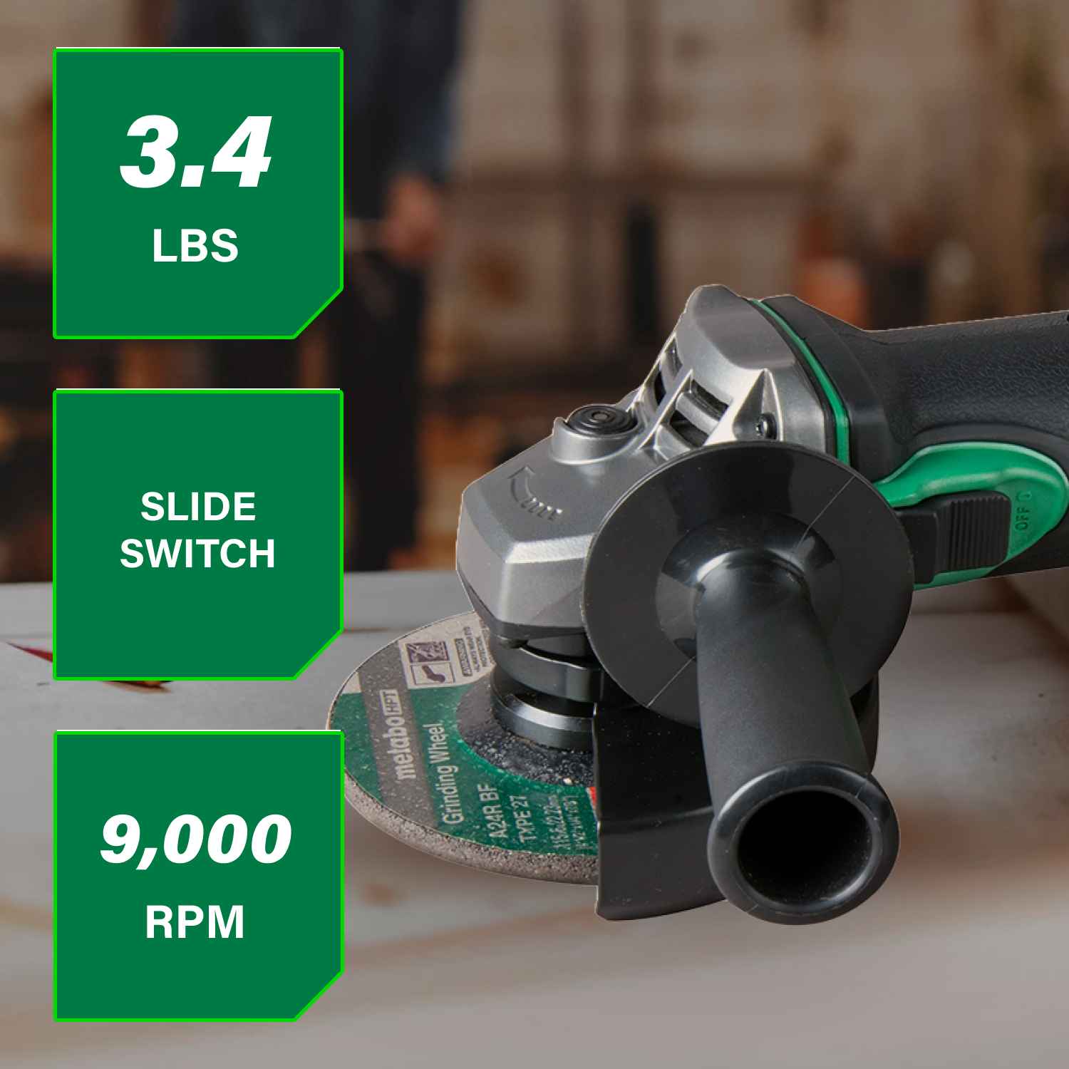 18V 4-1/2 Inch Slide Switch Angle Grinder | Metabo HPT G18DSL2Q4