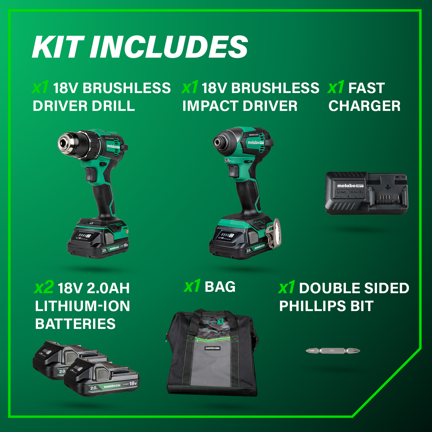 18V MultiVolt™ Cordless Brushless Driver Drill & Impact Driver