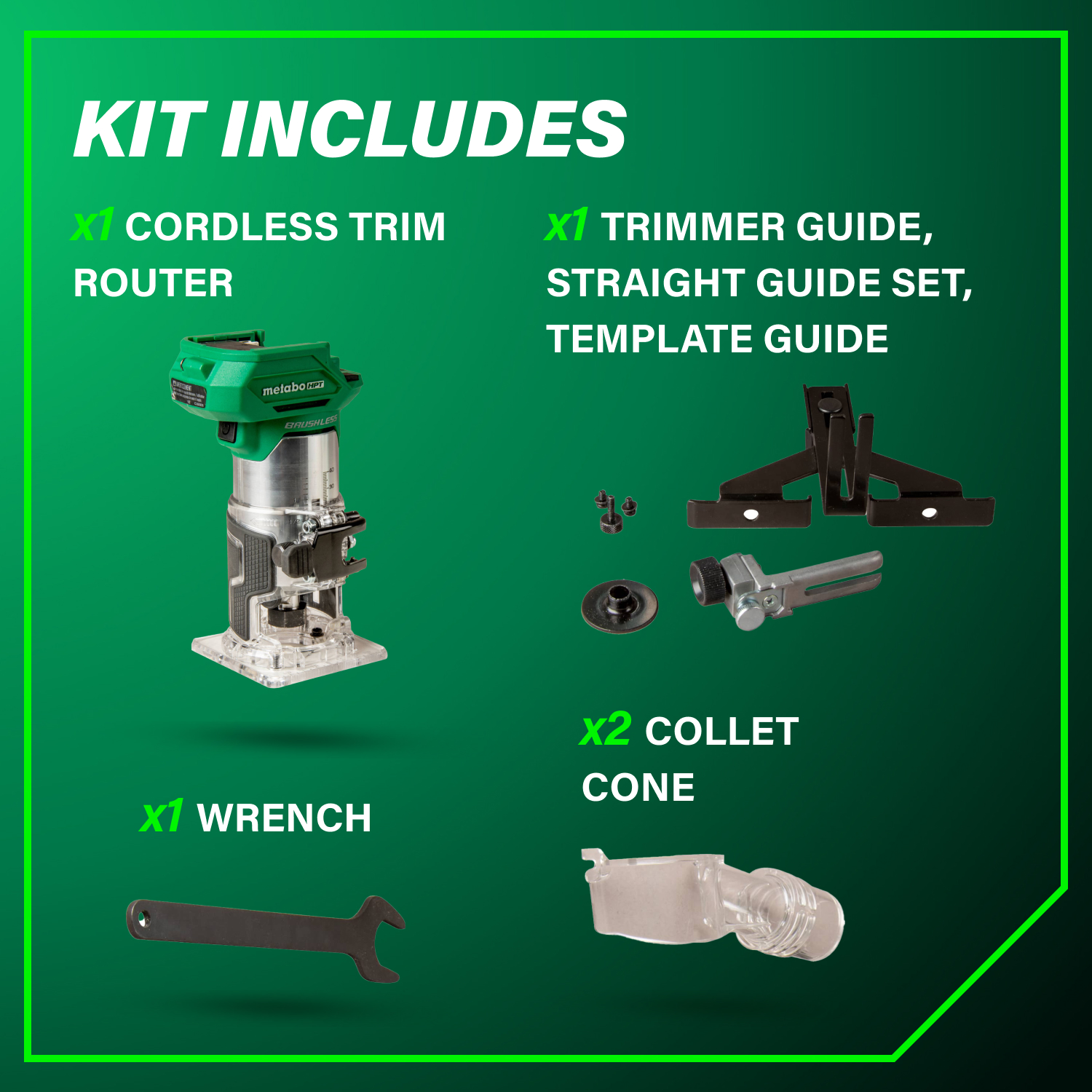 18V Cordless Trim Router (Tool Body Only) | Metabo HPT M1808DAQ4