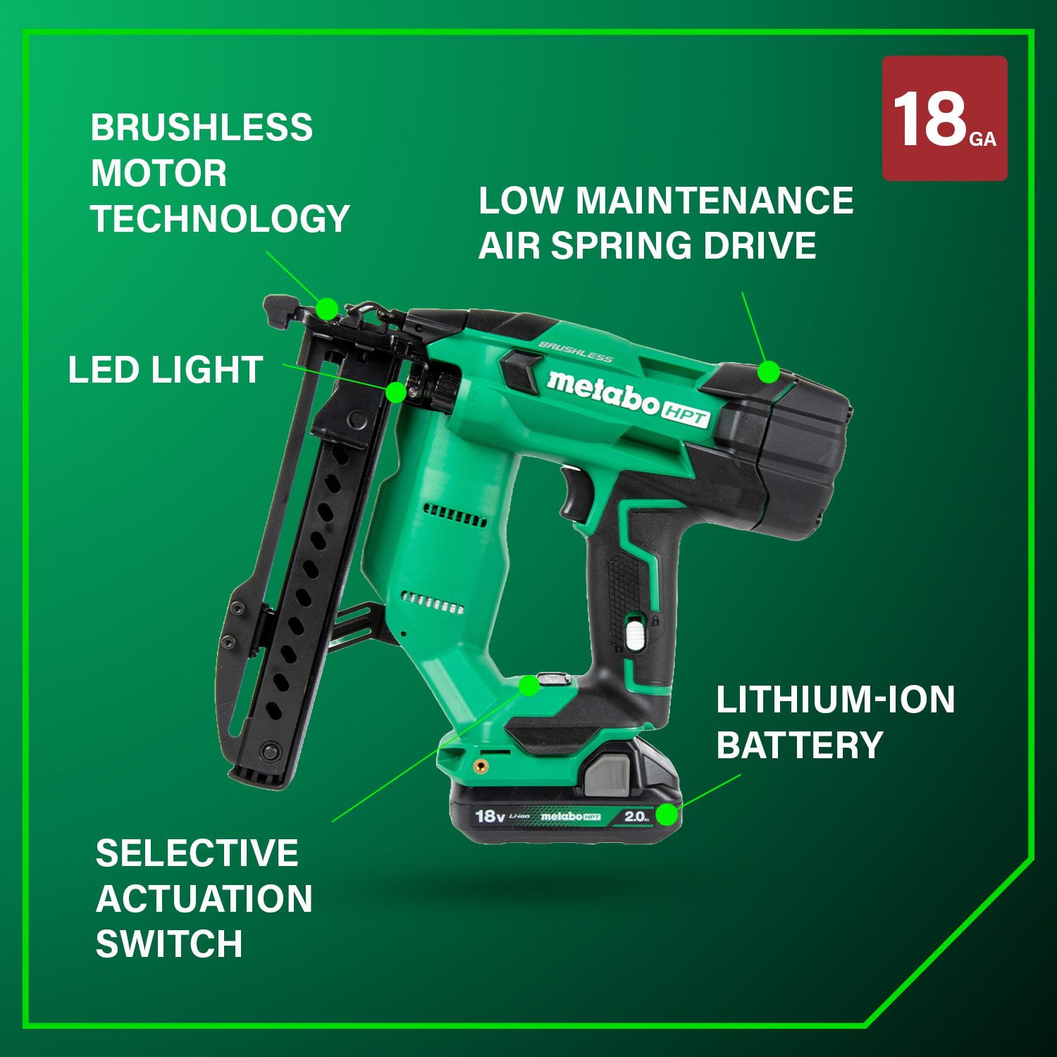 18V MultiVolt™ Brushless 18-Gauge 1/4