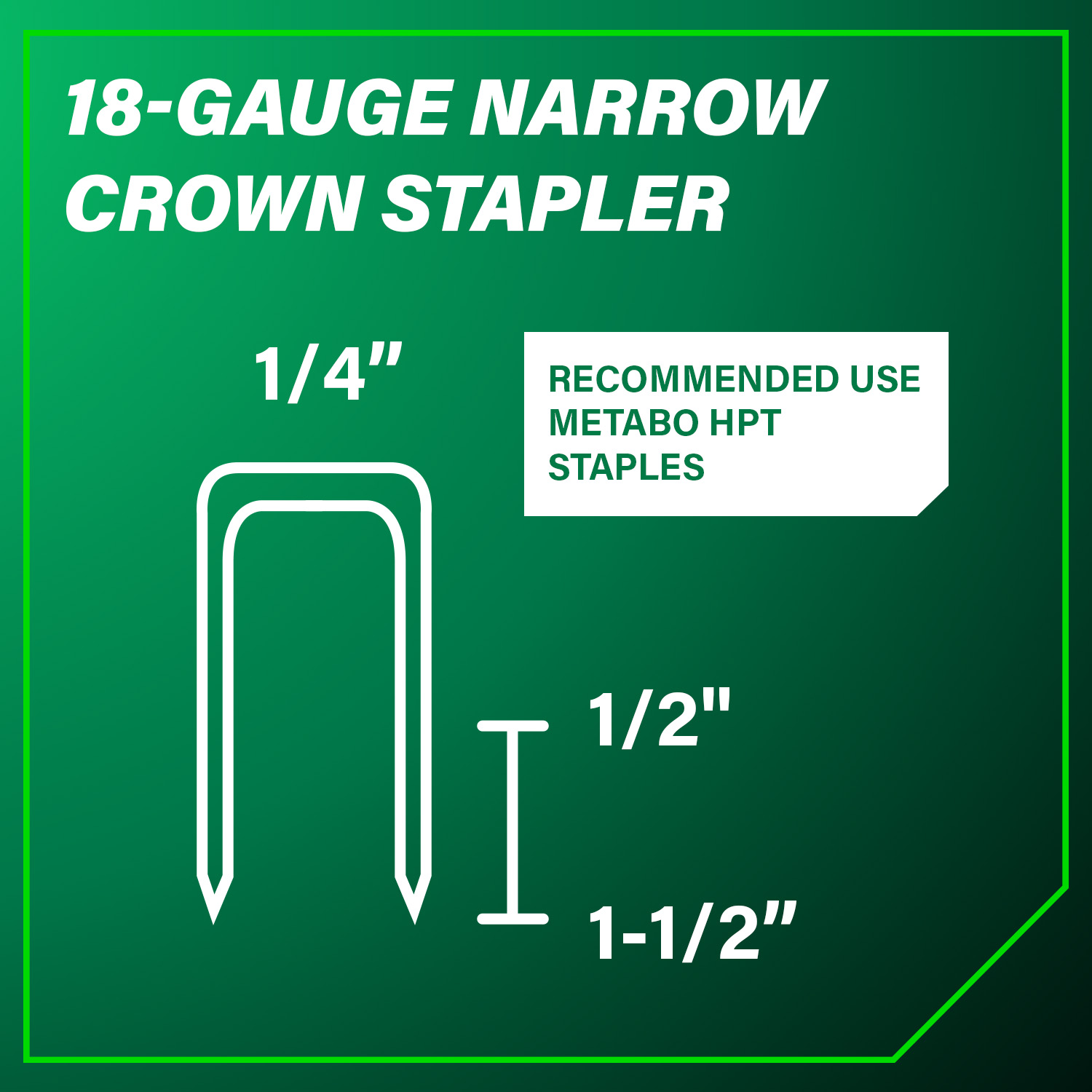 18 Gauge 1/4 Inch Narrow Crown Stapler | Metabo HPT N3804AB3