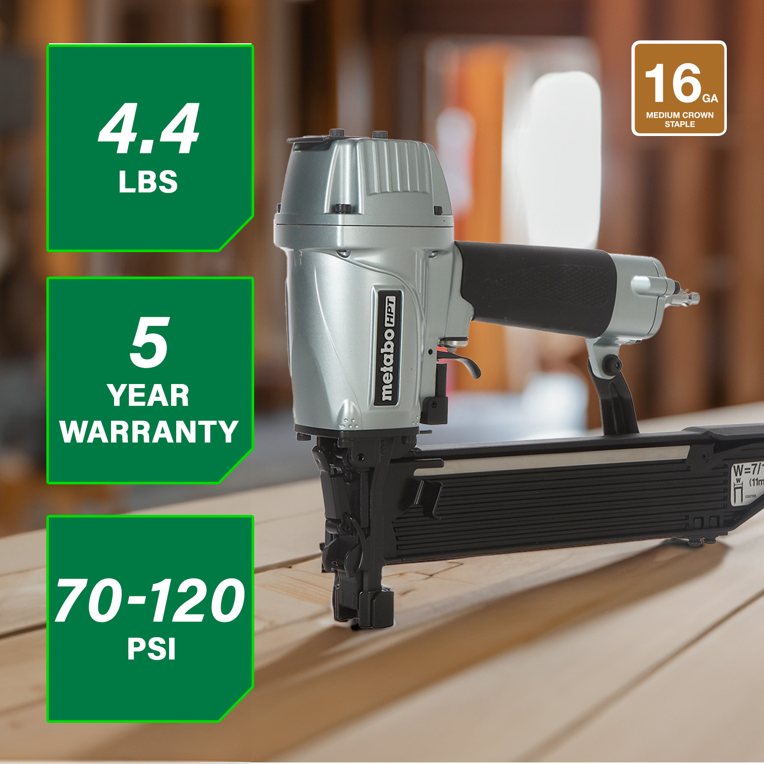 16 Gauge 7/16 Inch Standard Crown Stapler | Metabo HPT N5008AC2