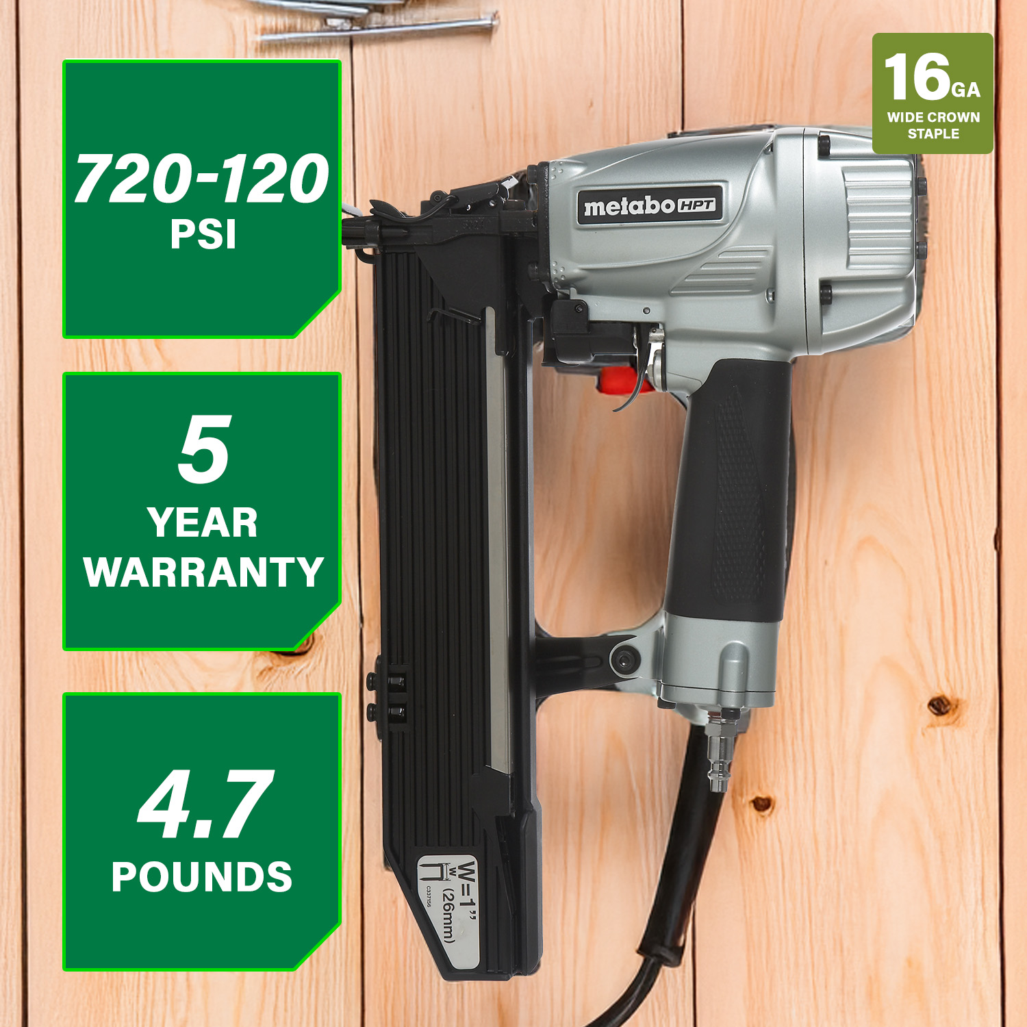 1 Inch 16 Gauge Wide Crown Stapler | Metabo HPT N5024A2