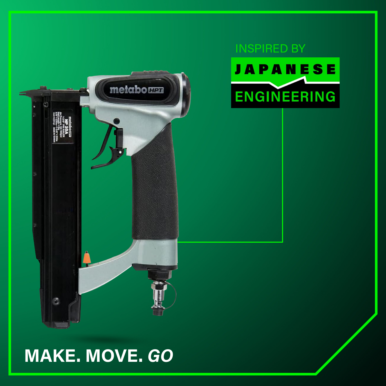 Metabo HPT NP35A Pin Nailer with Air Compressor Metabo HPT NP35A 23 Gauge Micro Pin Nailer 16mm-35mm