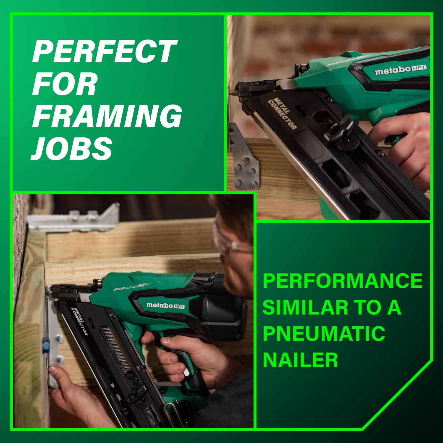 36V Cordless Metal Connector Nailer | Metabo HPT NR3665DA