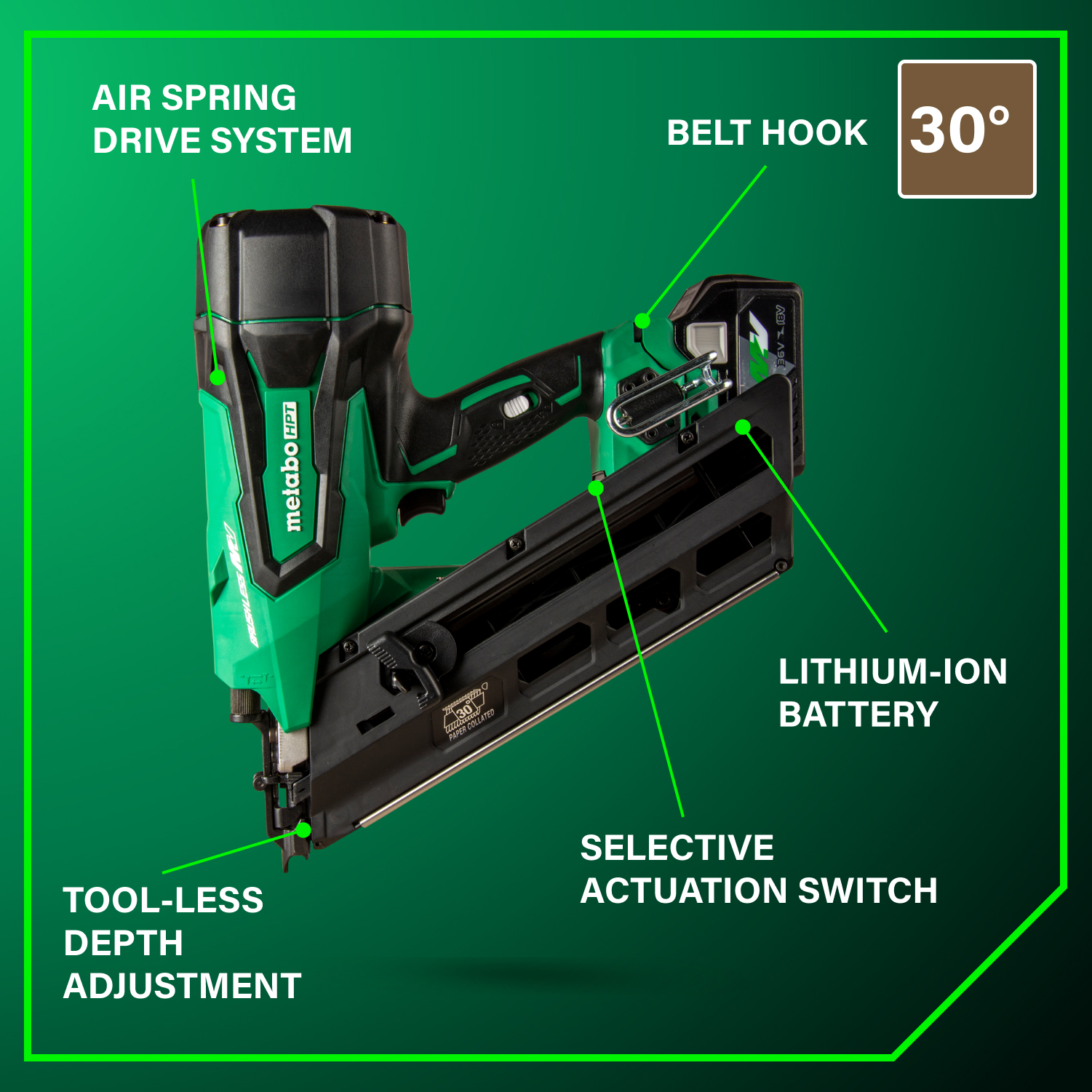 30 Degree 36V Cordless Paper Strip Framing Nailer | Metabo HPT