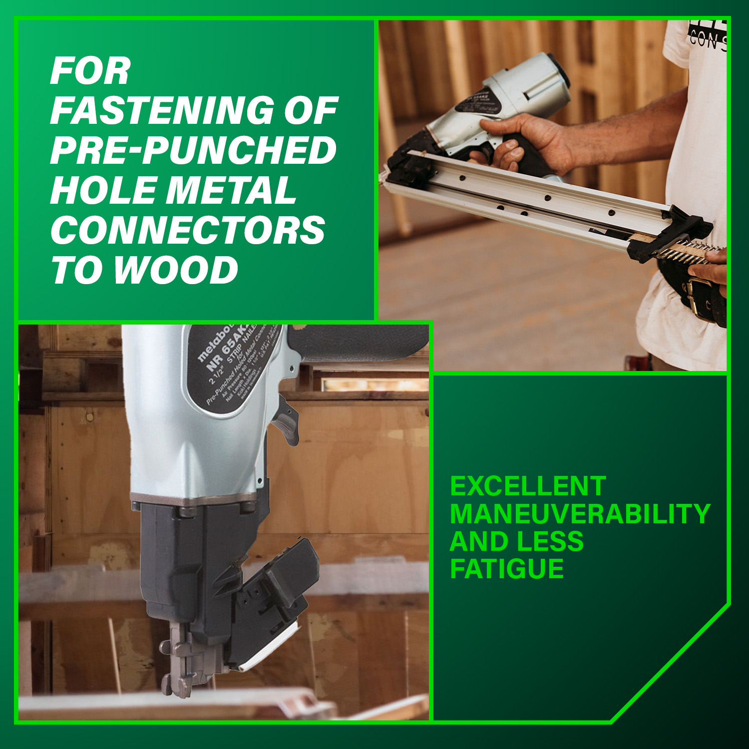 36 Degree 2-1/2 Inch Strap-Tite® Metal Connector Nailer | Metabo