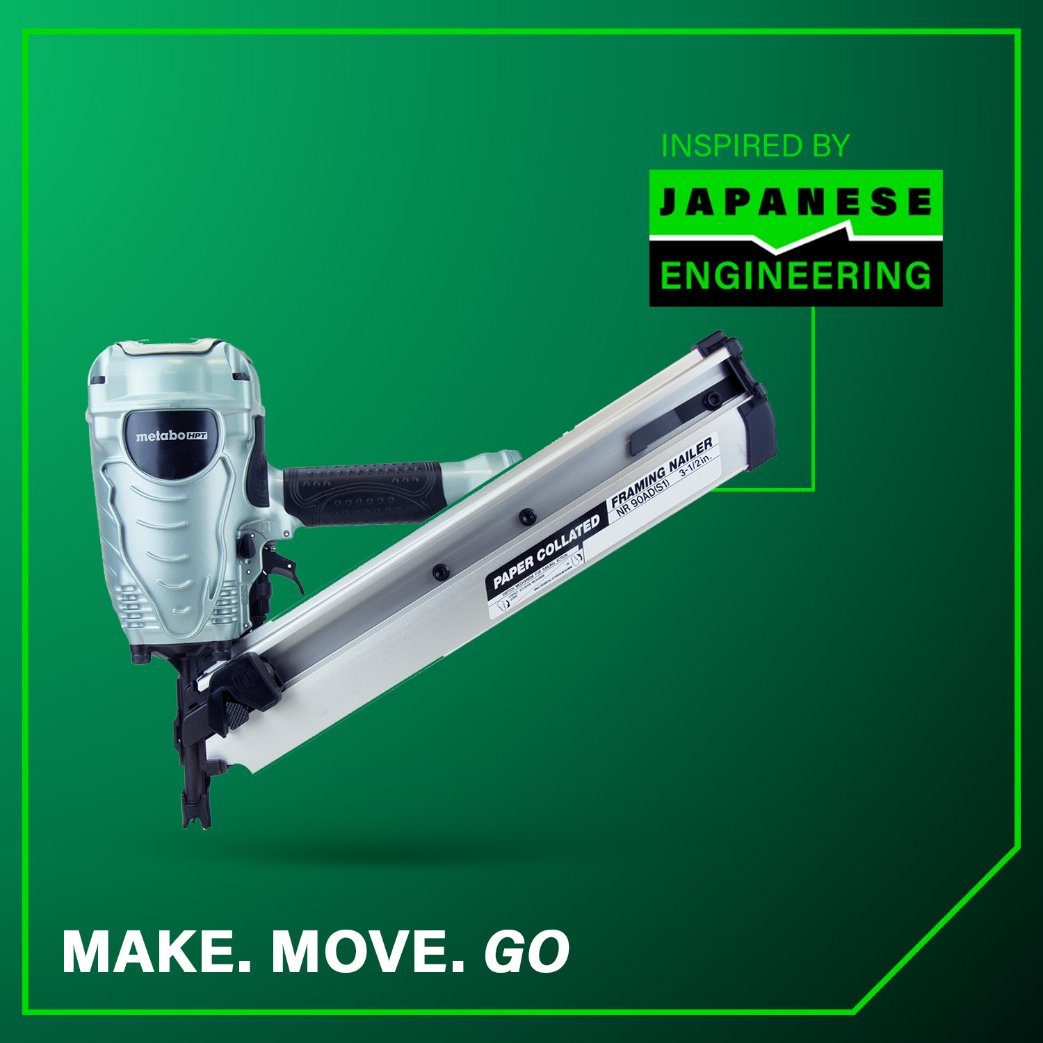 3-1/2 Inch 30° Paper Collated Framing Nailer | Metabo HPT NR90ADS1
