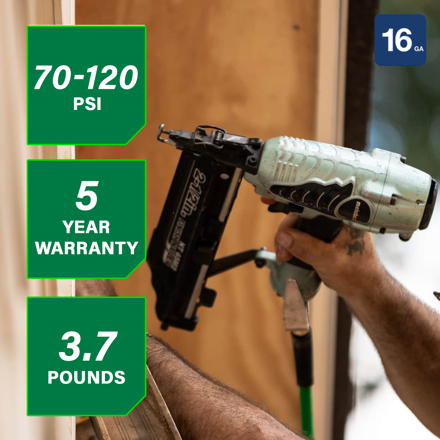 家電 HITACHI - NT65M2 (S) Gauge Finish Nailer 2-1/2 Inch 16 Gauge Finish Nailer with Air Duster | Metabo HPT NT65M2S