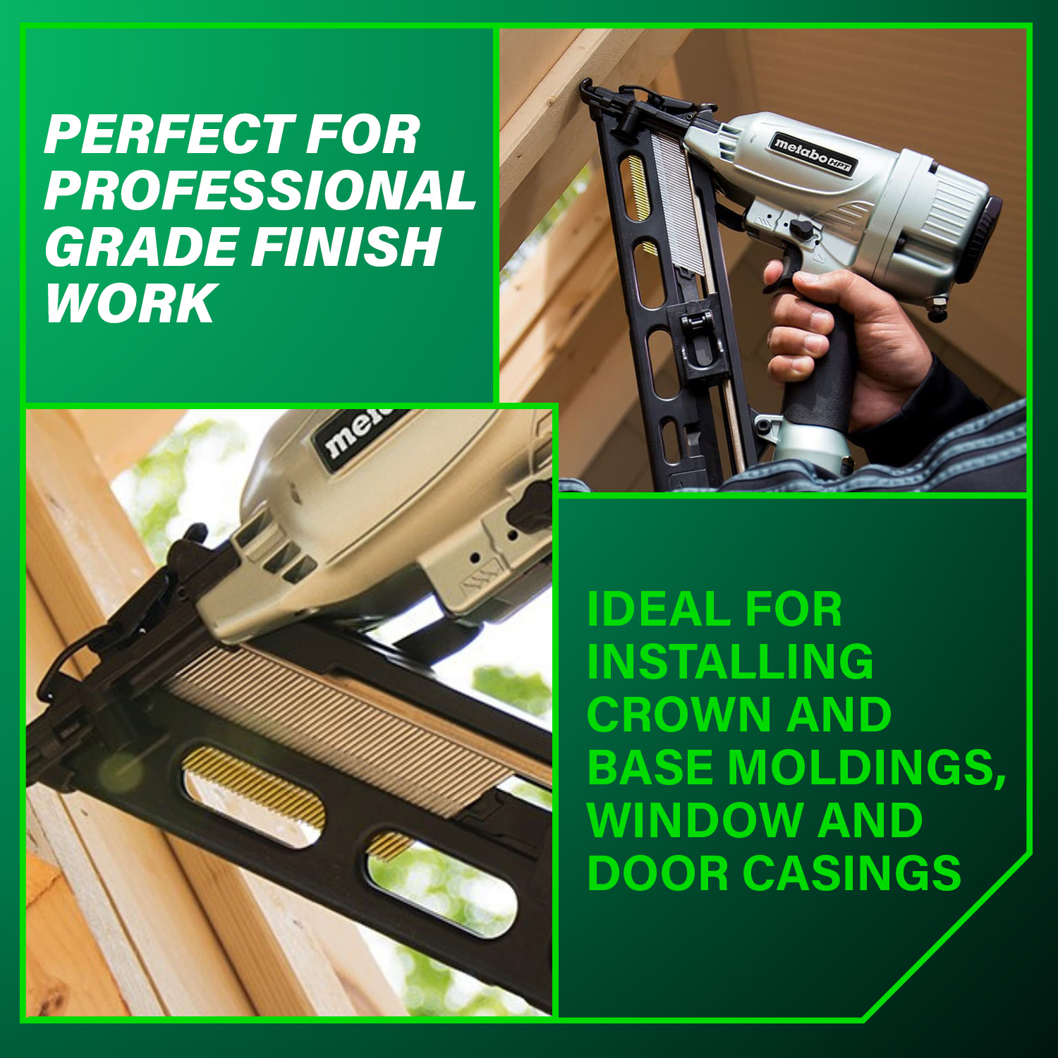 2-1/2 Inch 15 Gauge Angled Finish Nailer with Air Duster | Metabo