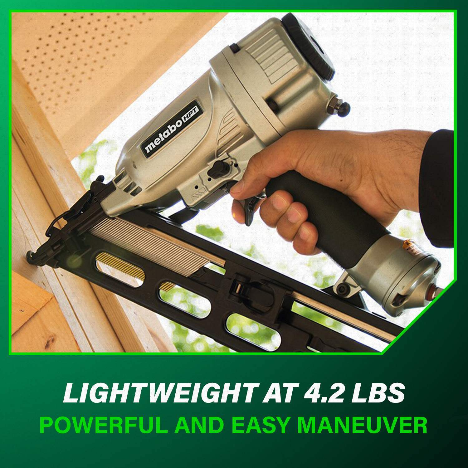 2-1/2 Inch 15 Gauge Angled Finish Nailer with Air Duster | Metabo