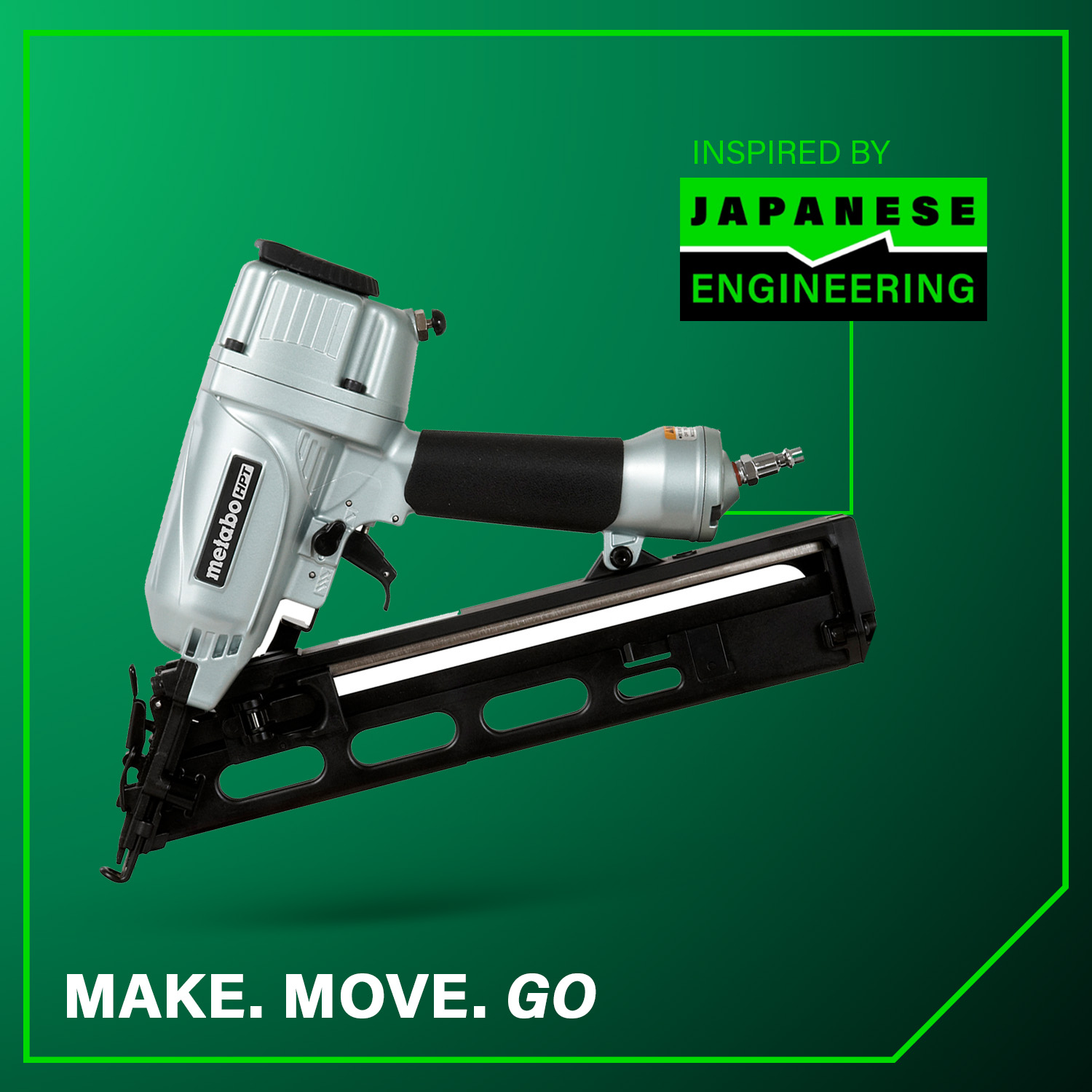 2-1/2 Inch 15 Gauge Angled Finish Nailer with Air Duster | Metabo