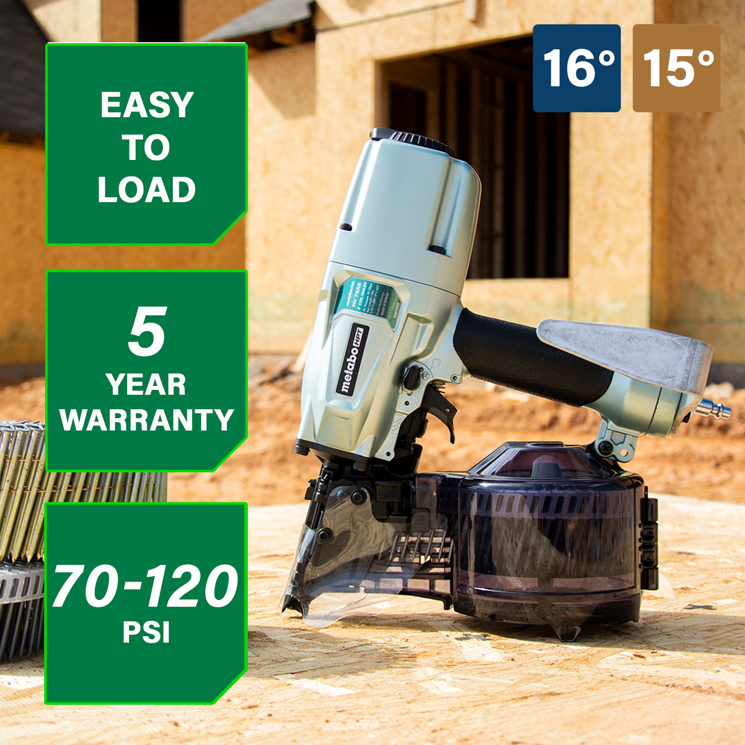 3 Inch Siding/Light Framing (Sheathing) Coil Nailer | Metabo HPT