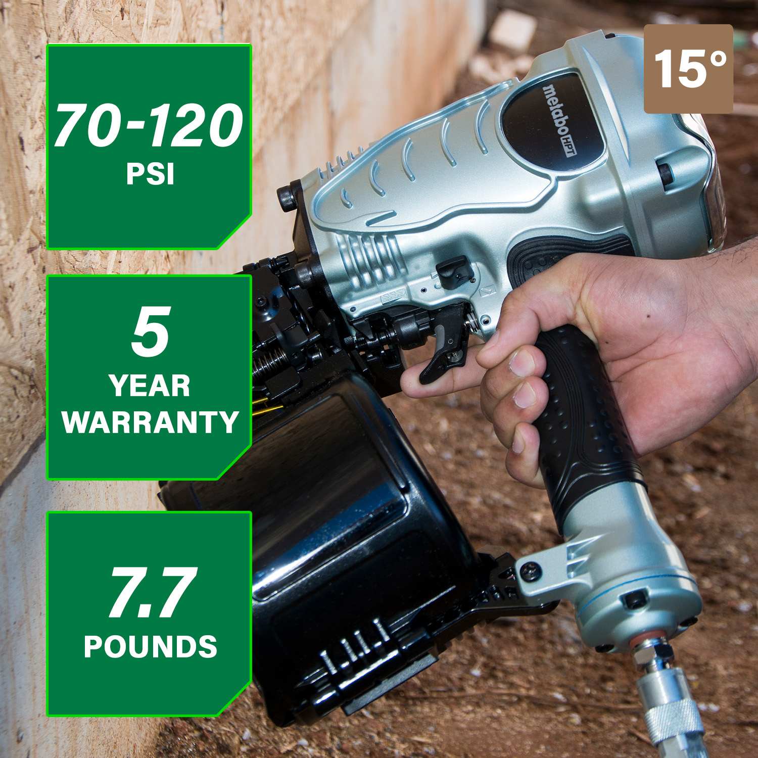 3-1/2 Inch Coil Framing Nailer | Metabo HPT NV90AGS
