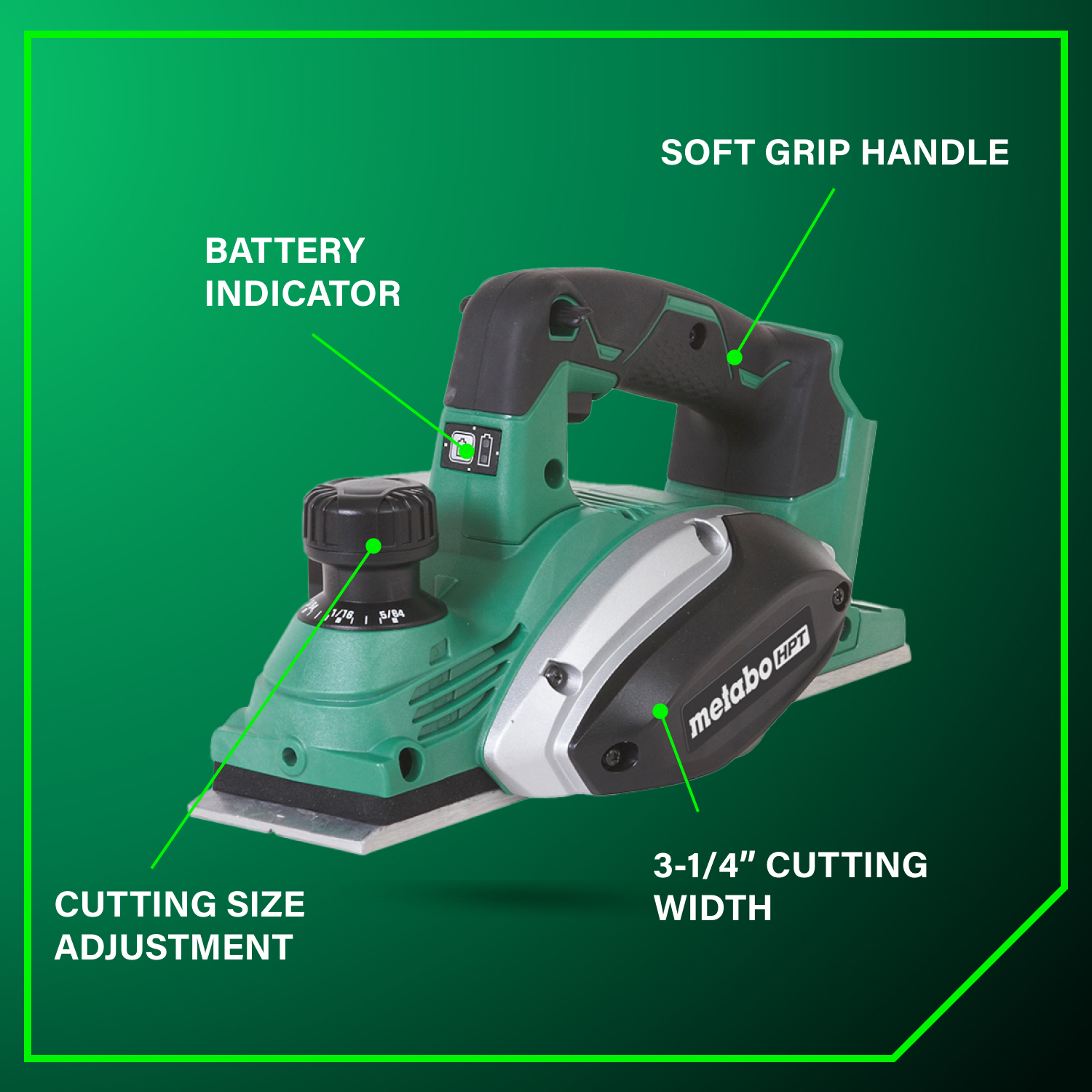 18V 3-1/4 Inch Cordless Planer (Tool Body Only) | Metabo HPT P18DSLQ4