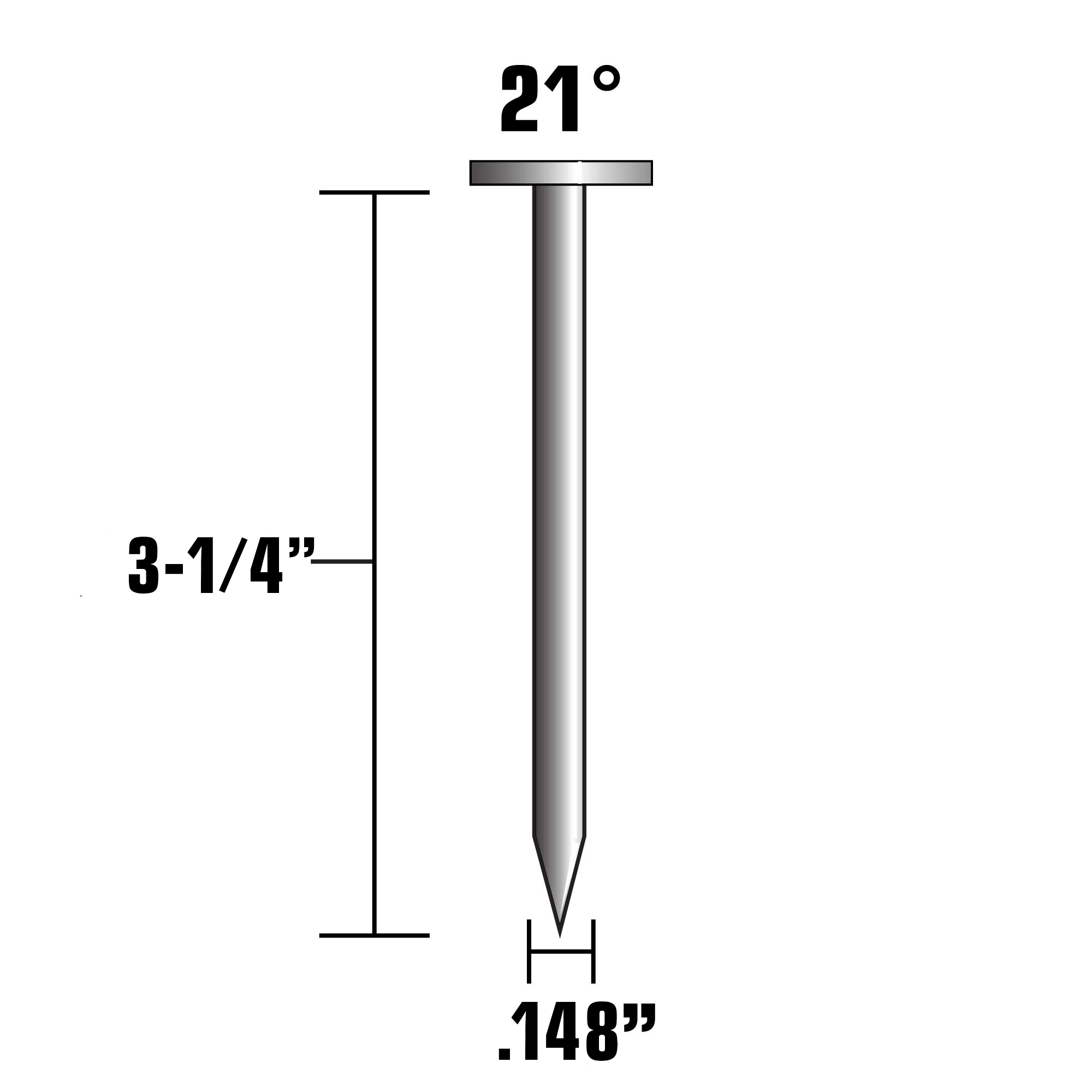 Meite 21 Degree Framing Nails, 3-1/4-Inch X 0.131-Inch Round Head Plastic Strip Collated Nails Smooth Shank Nailer Gun 2 000 Counts