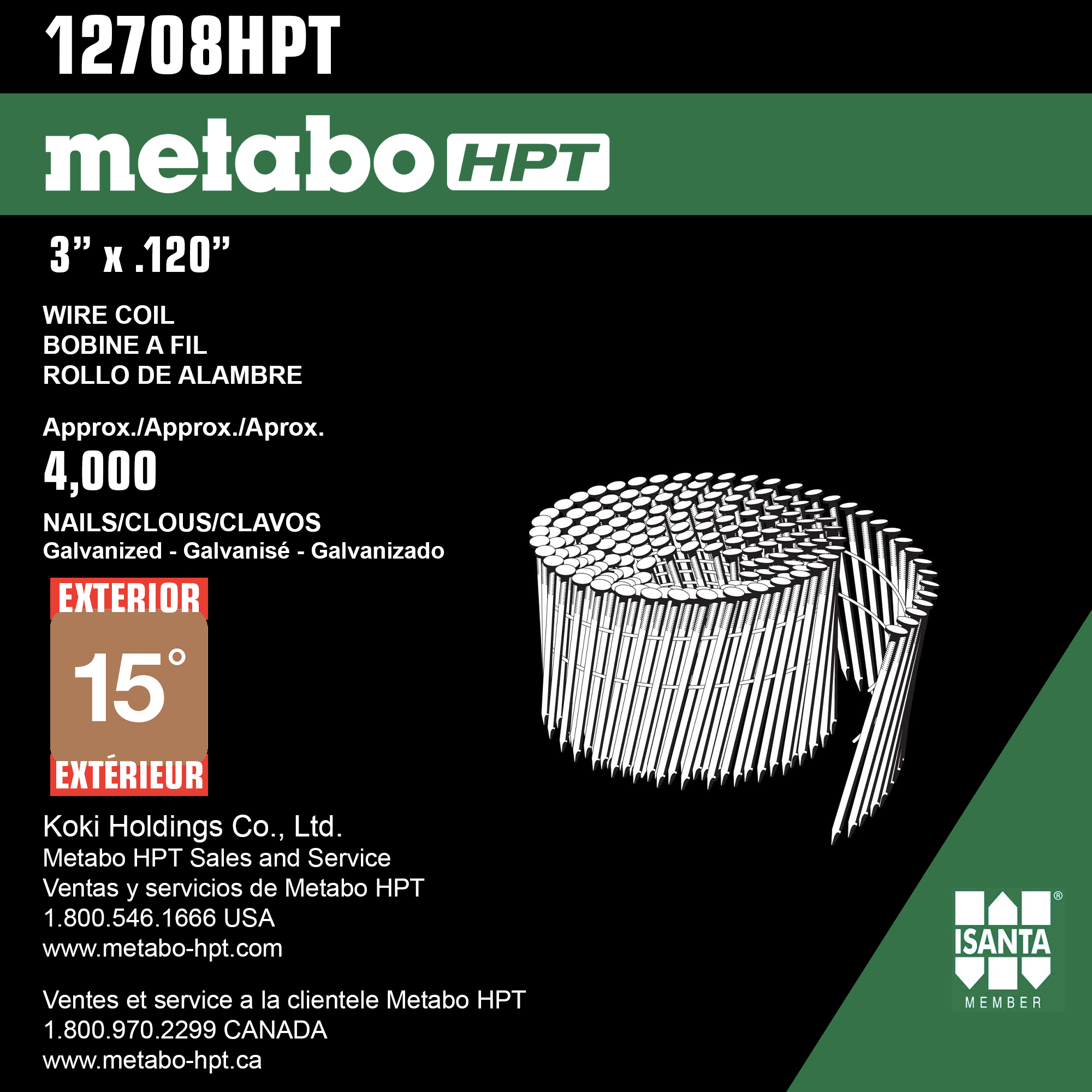 Metabo HPT 12708HPT フルラウンドヘッド 溶融亜鉛メッキワイヤコイルフレーミングネイル 3インチ x 0.120 SC 4000カウント Metabo HPT 18V マルチボルト ブラシレス コンパクト コードレス ブラッドネイラーキット 18ゲージ ネイラー 電動工具付き 2.0Ah  リチウムイオンバッテリー、5⁄8インチから2インチのブラッドネイルを駆動、NT1850DFT