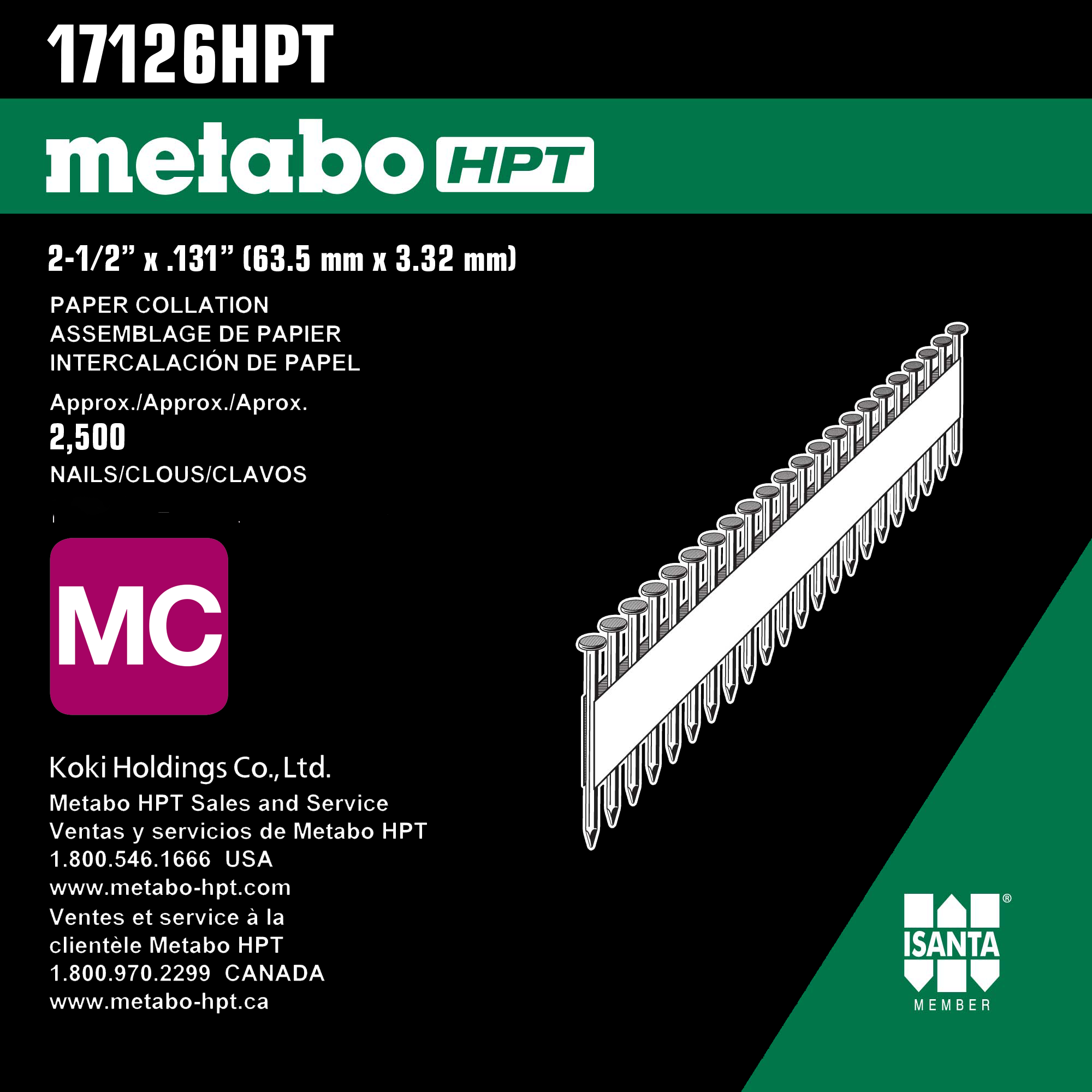 21/2 Inch x .131 Smooth Shank Full Round Head Bright Basic Paper