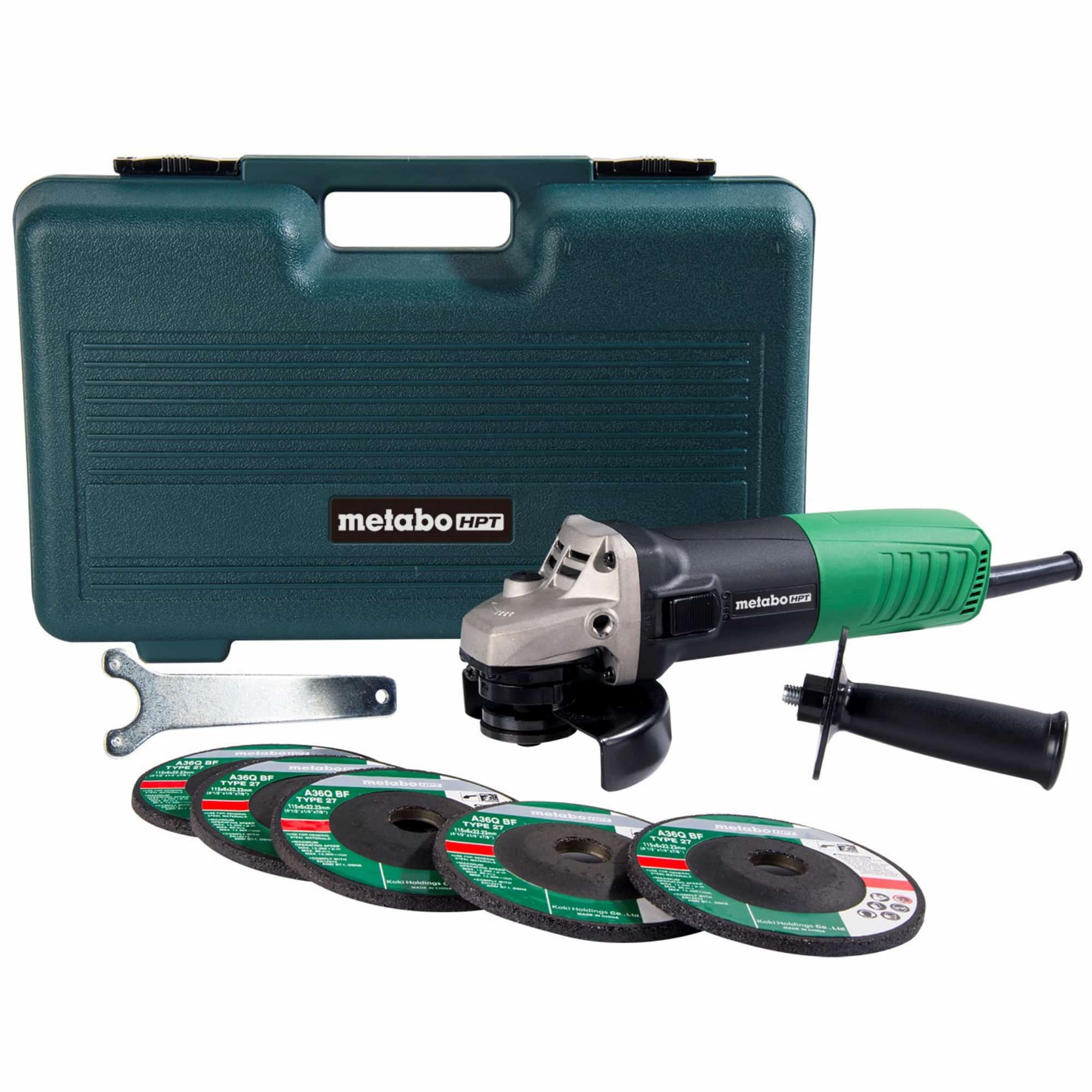 4-1/2 Inch 6.2 Amp Slide Switch Angle Grinder Kit w/ 5 4-1/2 Inch 6.2 Amp Slide Switch Angle Grinder Kit w/ 5