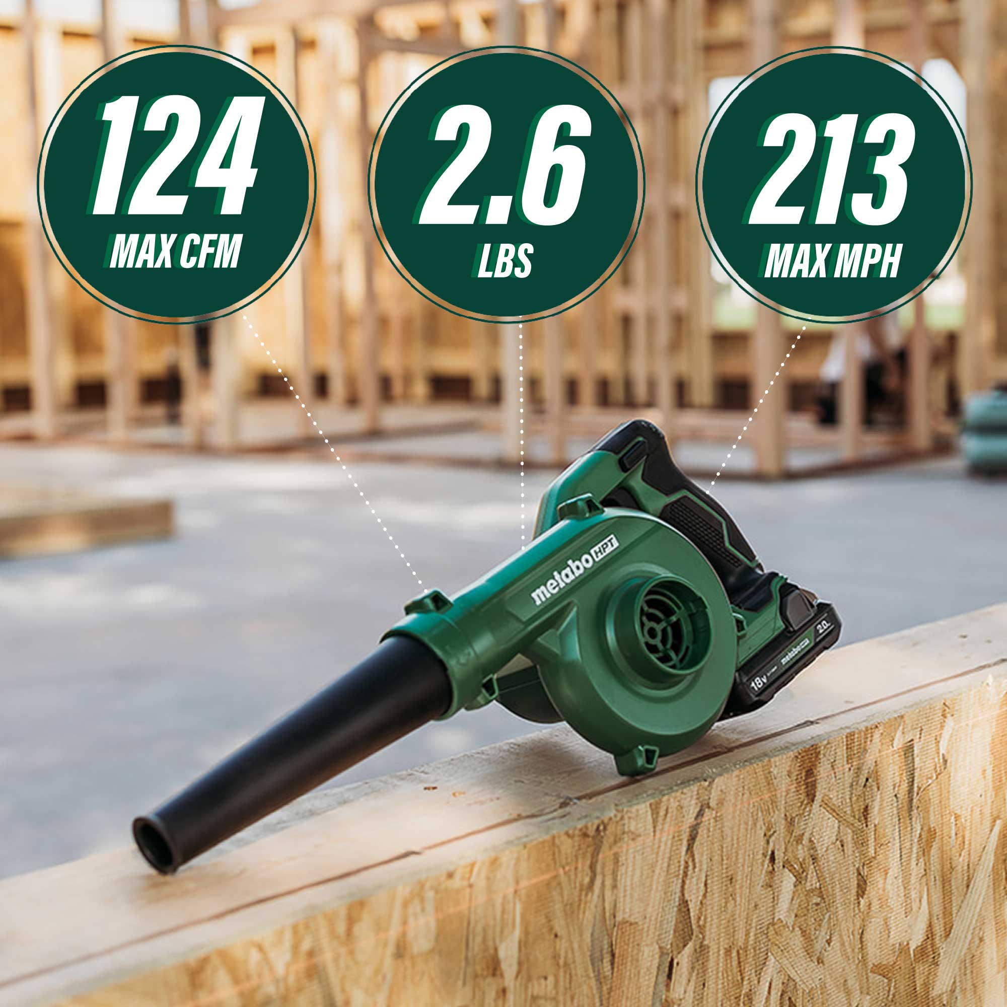 Metabo HPT (was Hitachi Power Tools) 18-Volt Lithium Ion Cordless Electric Leaf Blower Metabo HPT (was Hitachi Power Tools) 18-Volt Lithium Ion Cordless Electric Leaf Blower