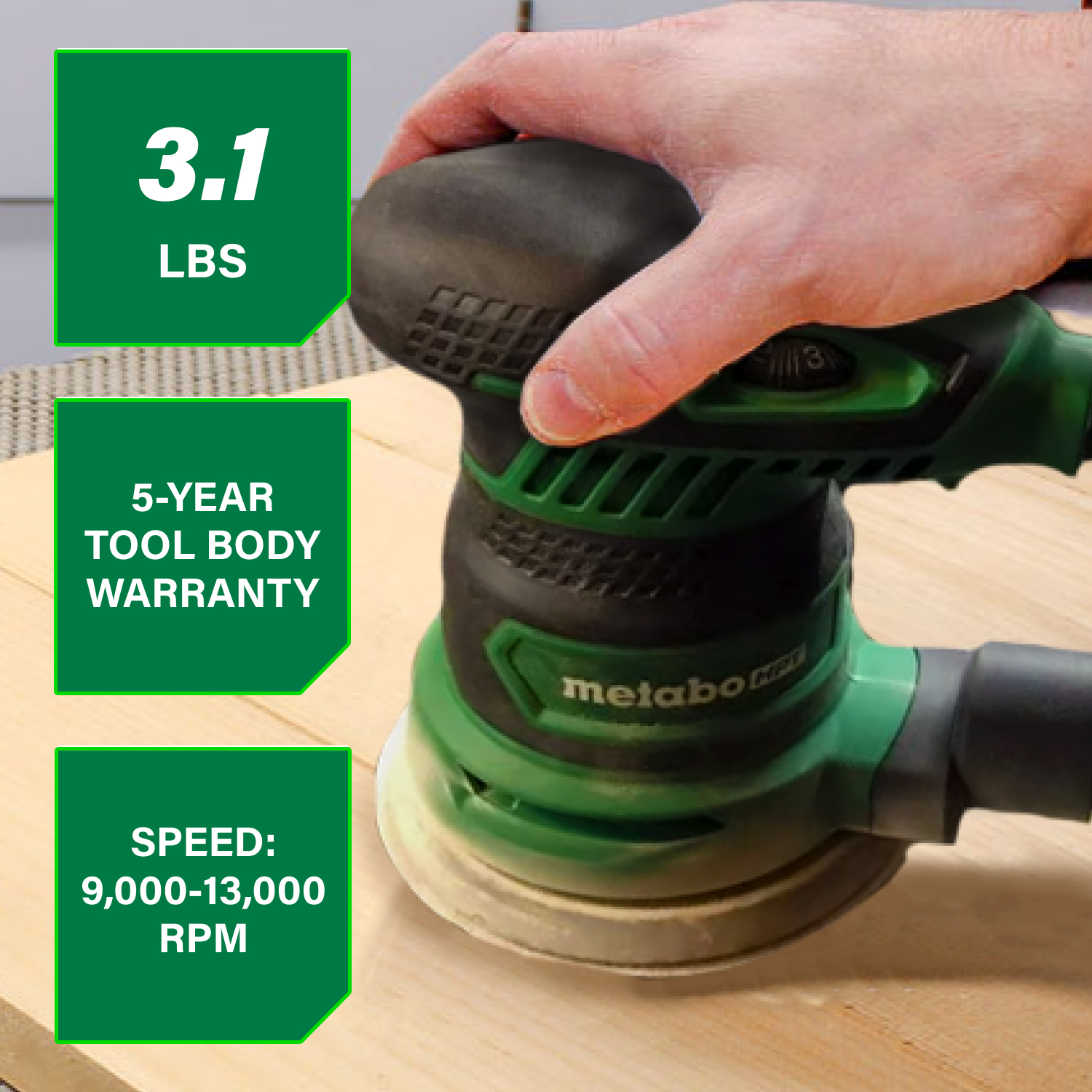 5 Inch Variable Speed Random Orbit Finishing Sander | Metabo HPT