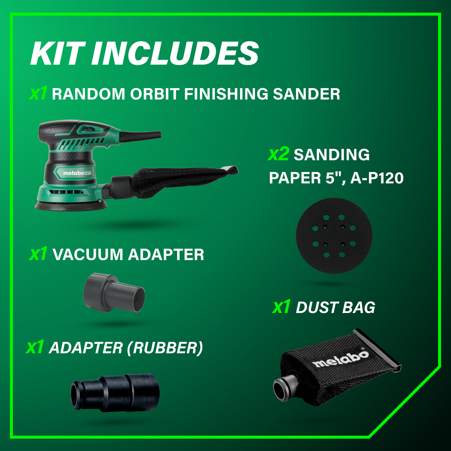 5 Inch Variable Speed Random Orbit Finishing Sander | Metabo HPT