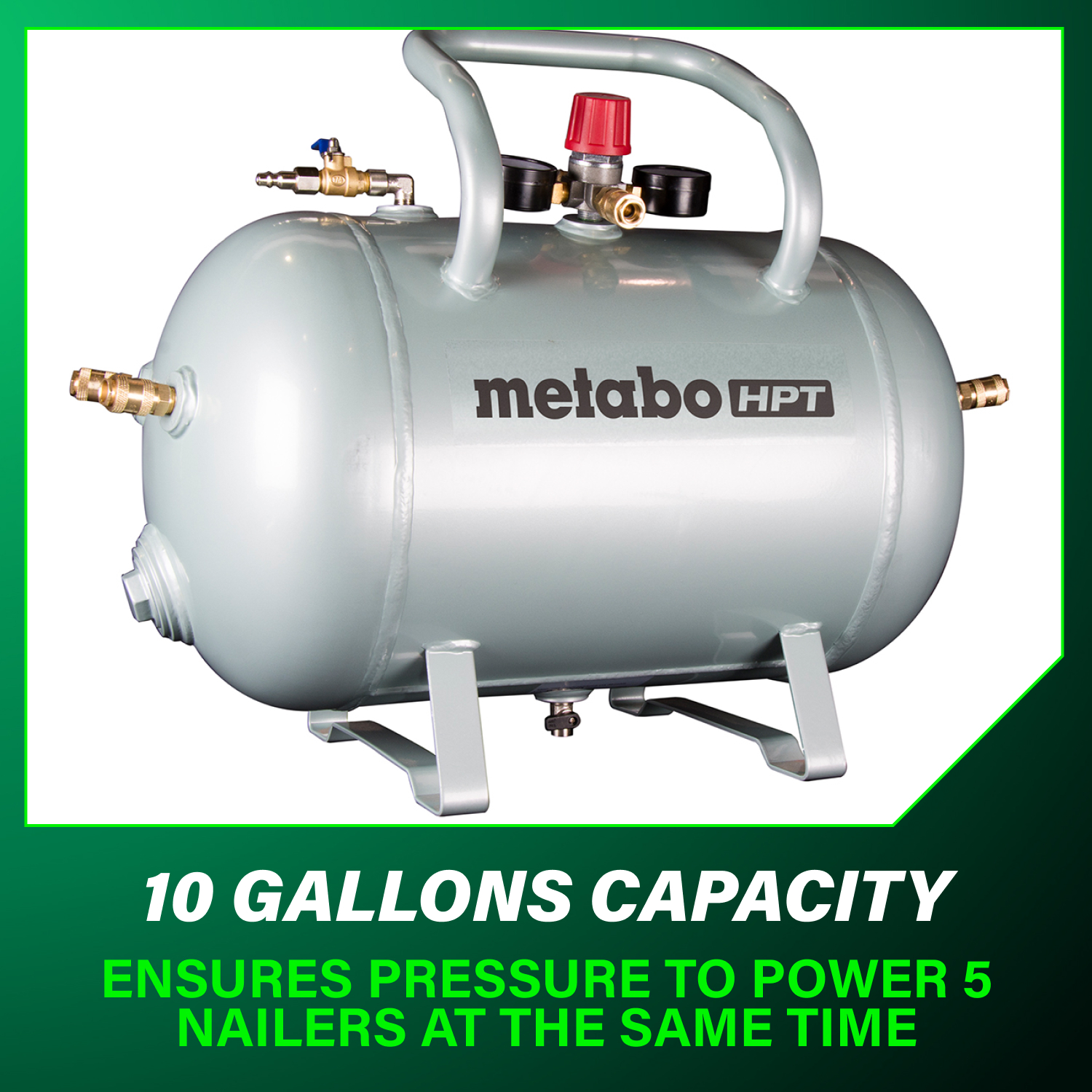 10 Gallon ASME Certified Reserve Air Tank | Metabo HPT UA3810AB