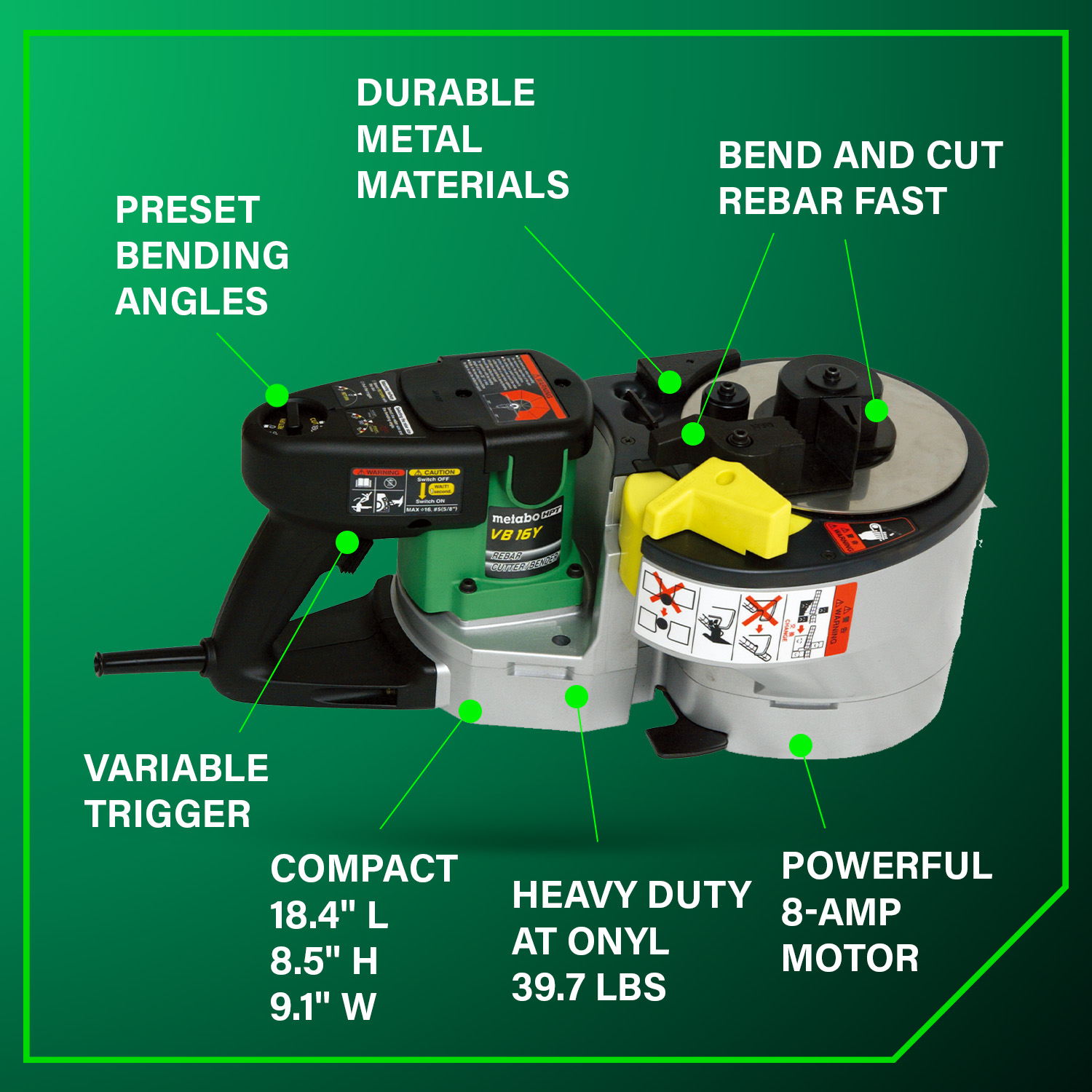 Portable Rebar Bender and Cutter | Metabo HPT VB16Y