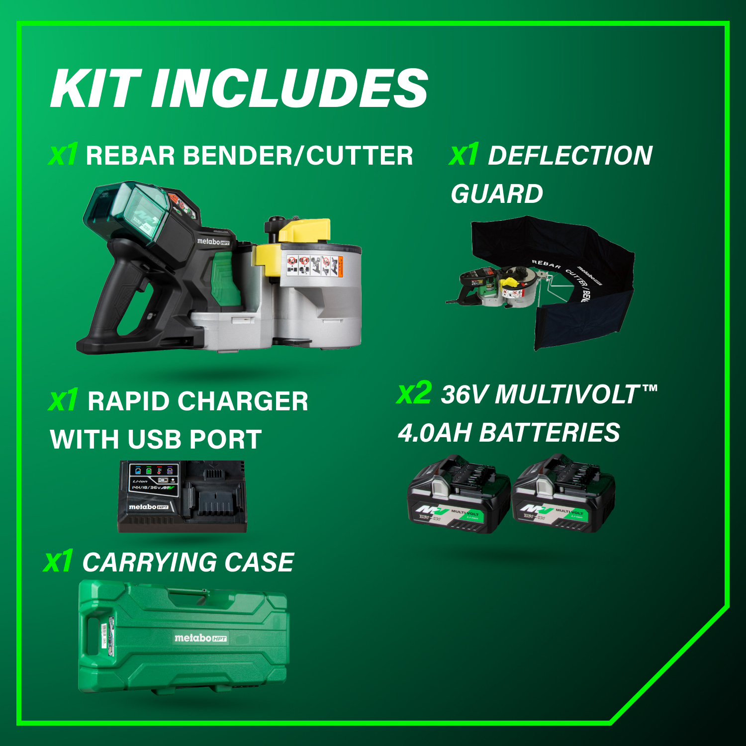 36V MultiVolt™ Brushless Rebar Bender/Cutter 4.0Ah Batteries x 2